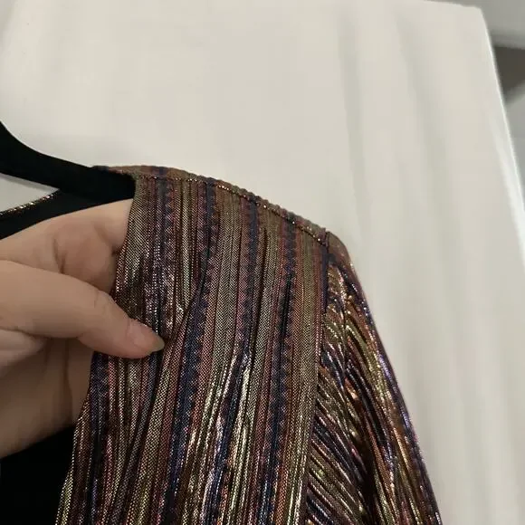 NWT Ramy Brook Sutton Metallic Navy Combo Maxi Dress 2XS